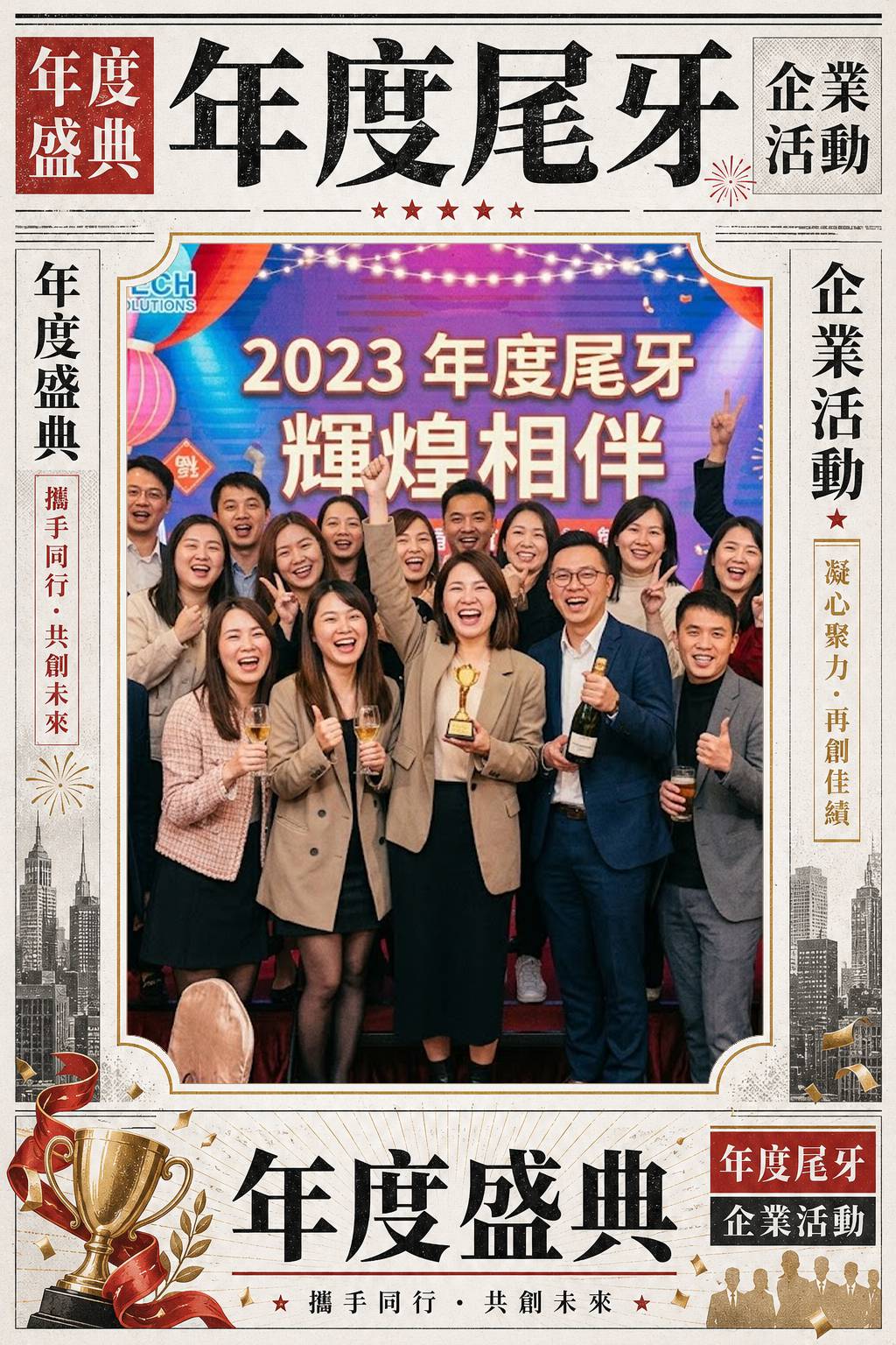 年度尾牙報紙風格拍貼版型