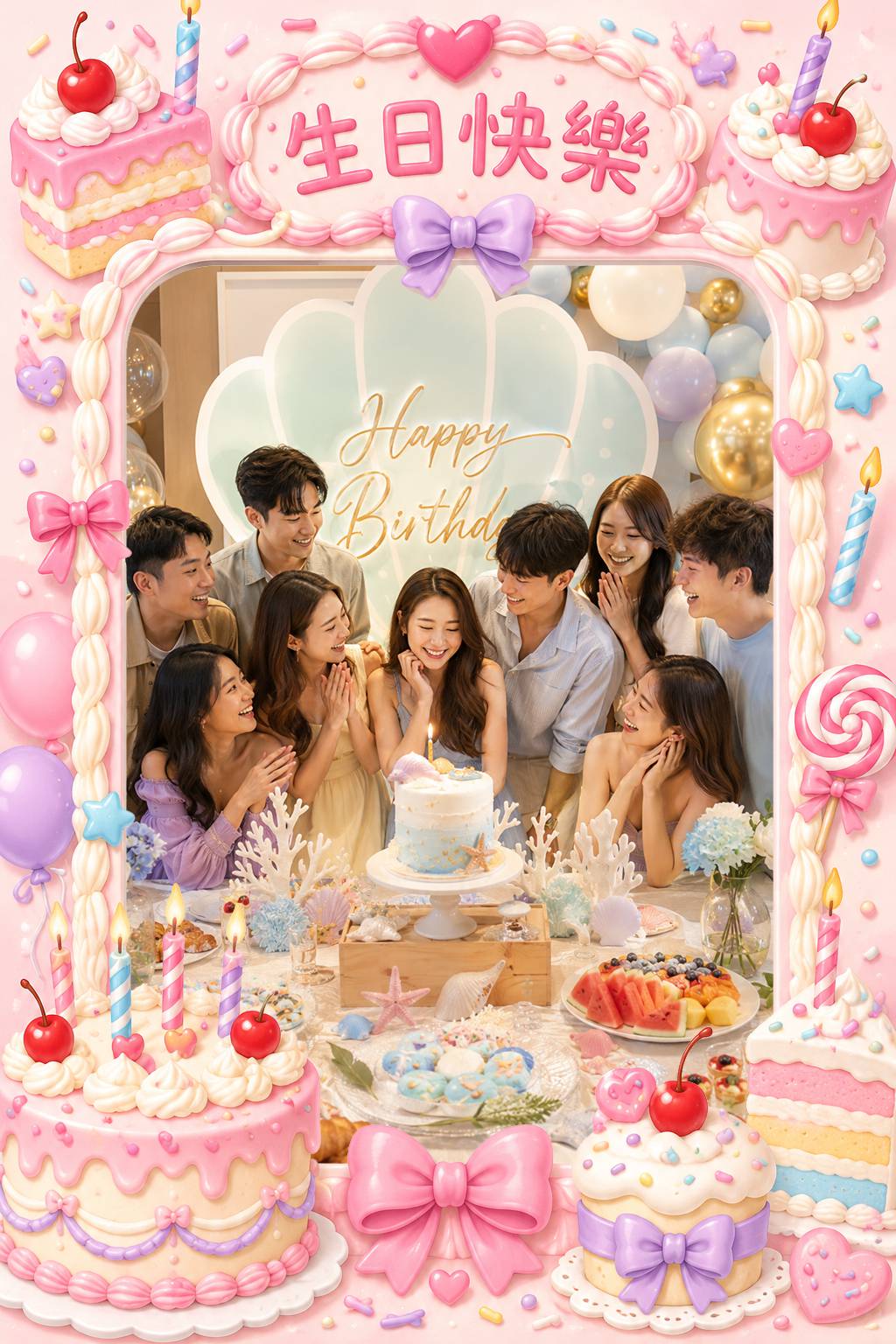 甜點糖果生日主題拍貼版型