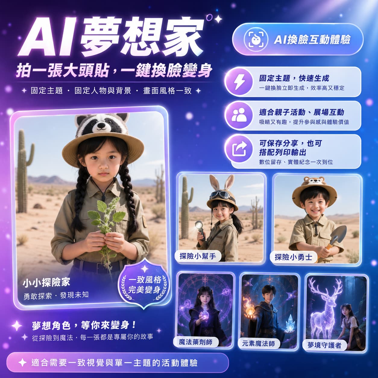 AI夢想家 拍一張大頭貼，一鍵換臉變身
