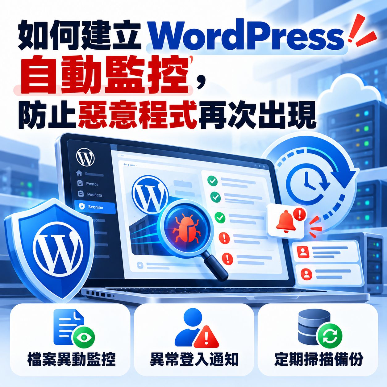 2026 UpdraftCentral 資安事件,WordPress 中毒怎麼辦?惡意程式清除、後門排查與網站監控操作紀錄 如何建立自動監控,防止惡意程式再次出現